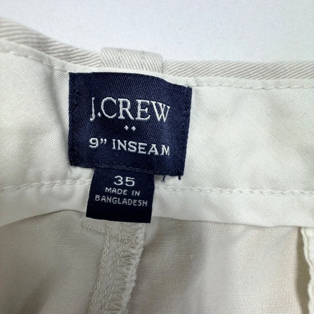 J Crew Chino Shorts Mens 35 Light Khaki 9 Inch Inseam Classic Flat Front Casual‎